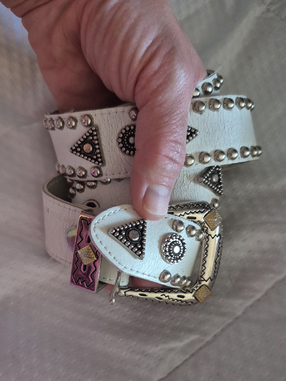 BELT BLOWOUT!!! Leather Belt By Jana White Studded With Silver Accents
